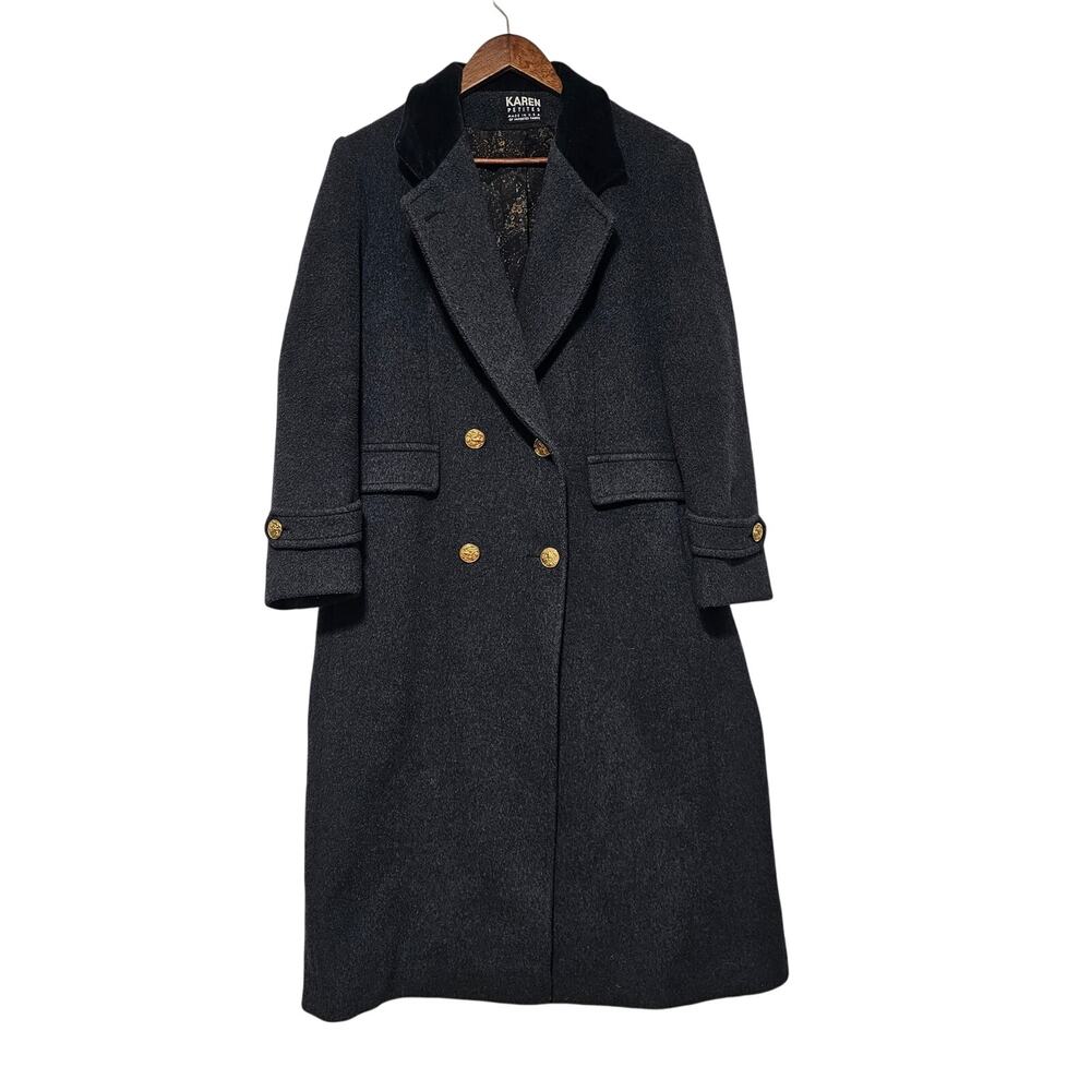 Karen Wool Cashmere Coat Women's Sz 10P Double Breasted Gold Button ILGWU Tag